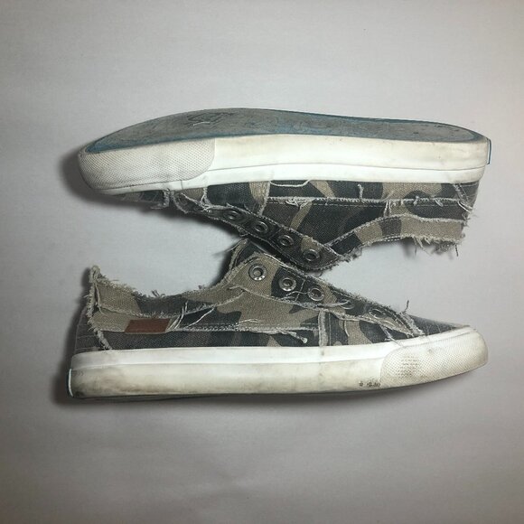 BLOWFISH Sneaker Women's Size US7-7.5 Green Tan Camo Print Slip On Shoes - Picture 9 of 10